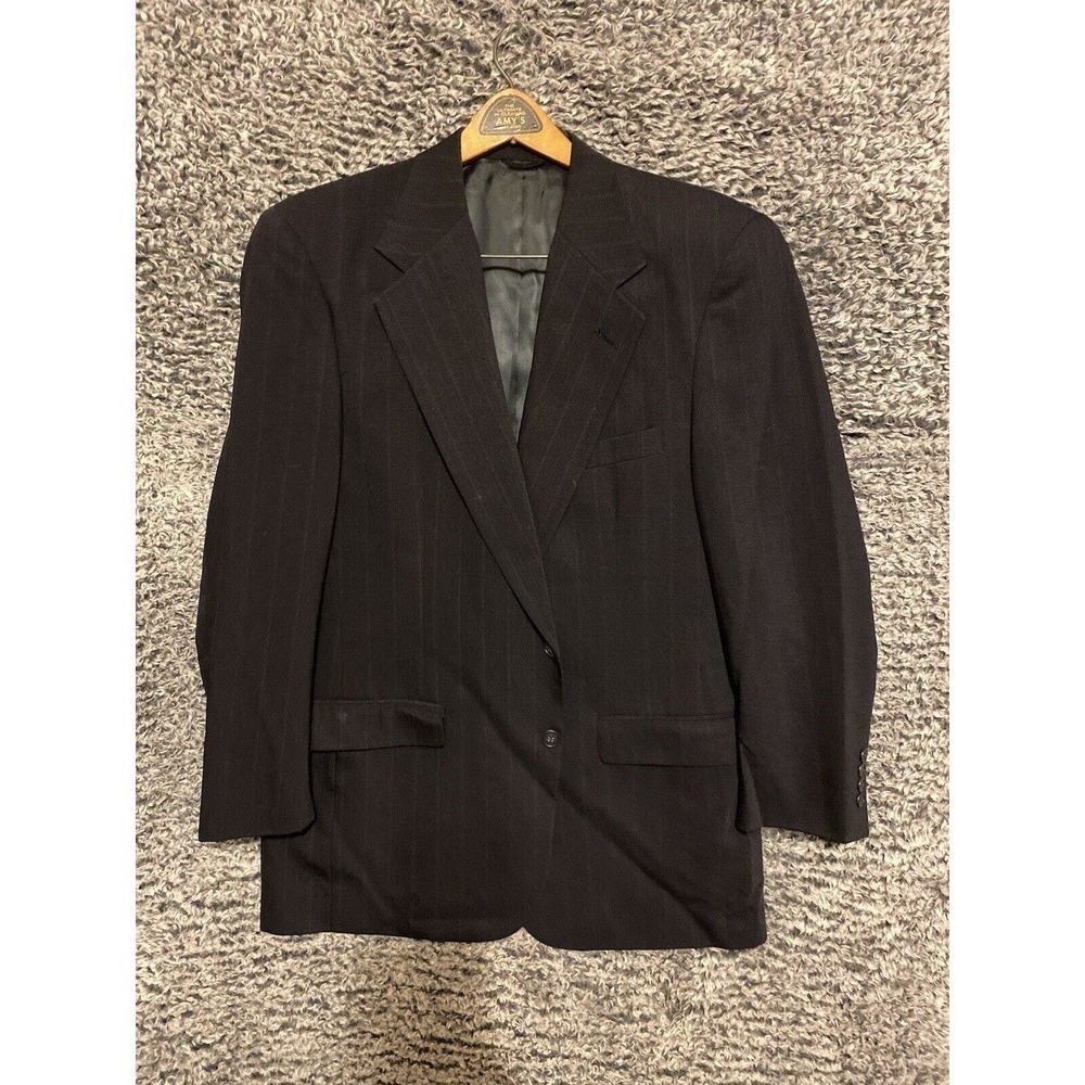 VTG Racquet Club Pinstripes Mens Blazer Two Button Gray Poly Wool Size 42